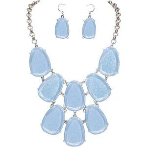 Chunky Bubble Collar Necklace with Earrings Zinc Alloy Adjustable for Women